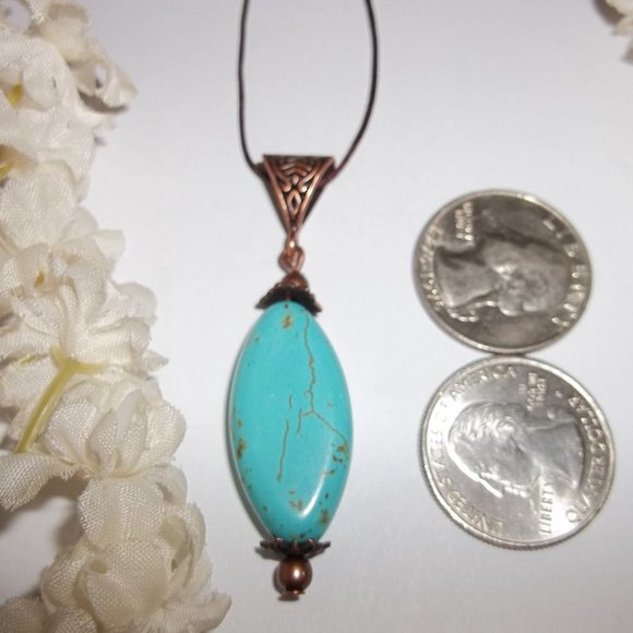 Turquoise Blue & Copper Beaded Necklace Set 5390 - Picture 2 of 10